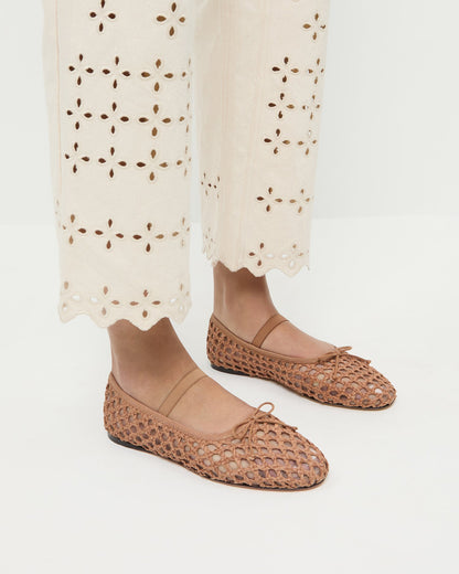 Leonie Brown Crochet Ballet Flat