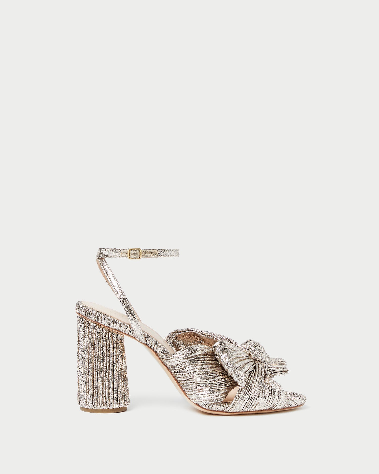 Camellia Champagne Pleated Bow Heel