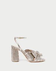 Camellia Champagne Pleated Bow Heel