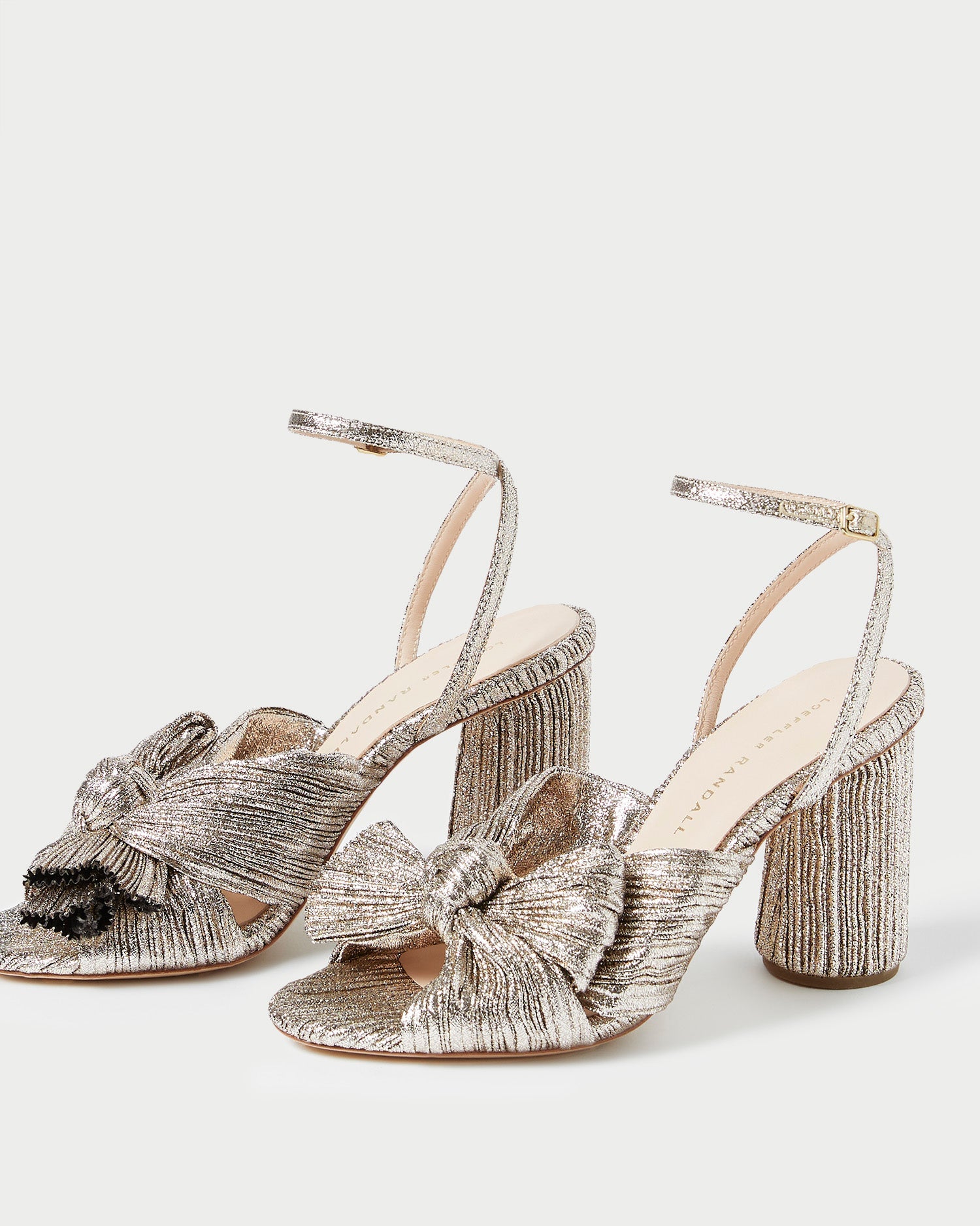 Camellia Champagne Pleated Bow Heel