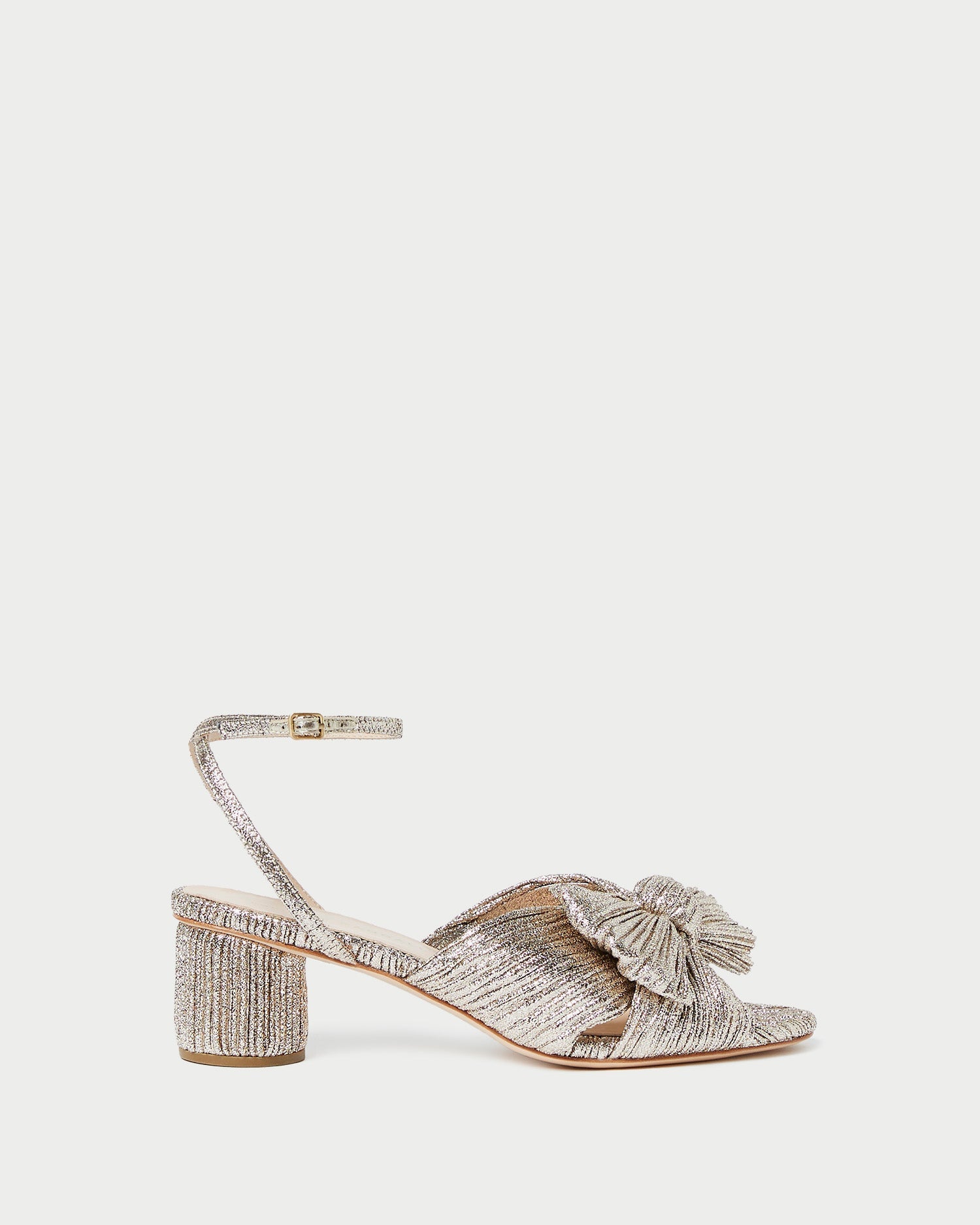 Dahlia Champagne Pleated Bow Heel