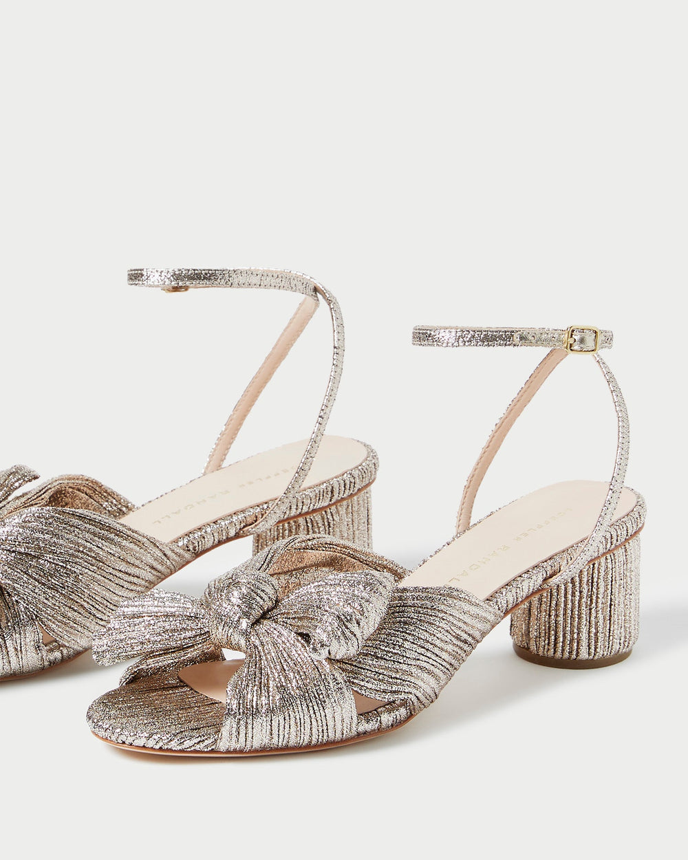Dahlia Champagne Pleated Bow Heel