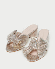 Emilia Champagne Pleated Bow Heel