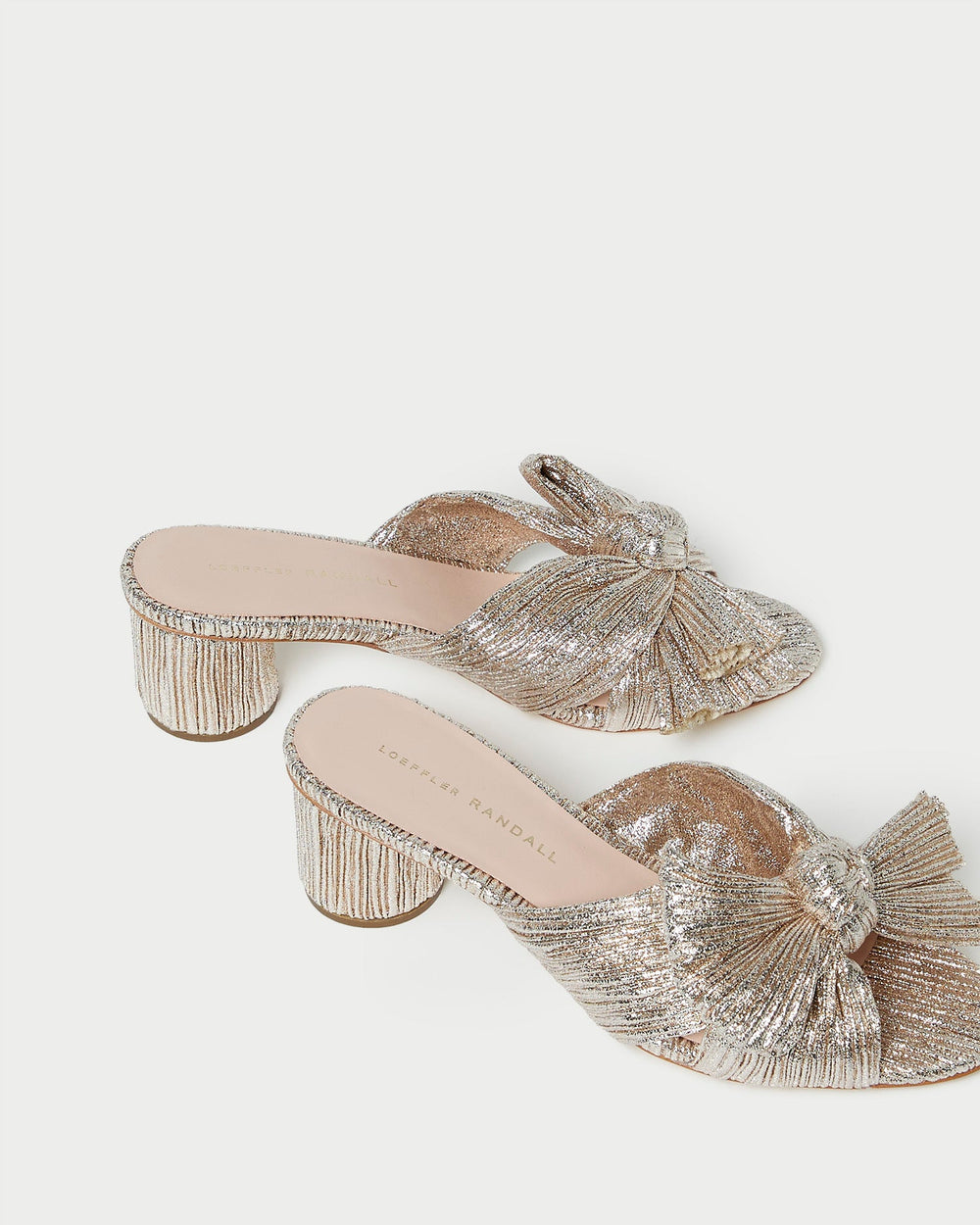 Emilia Champagne Pleated Bow Heel