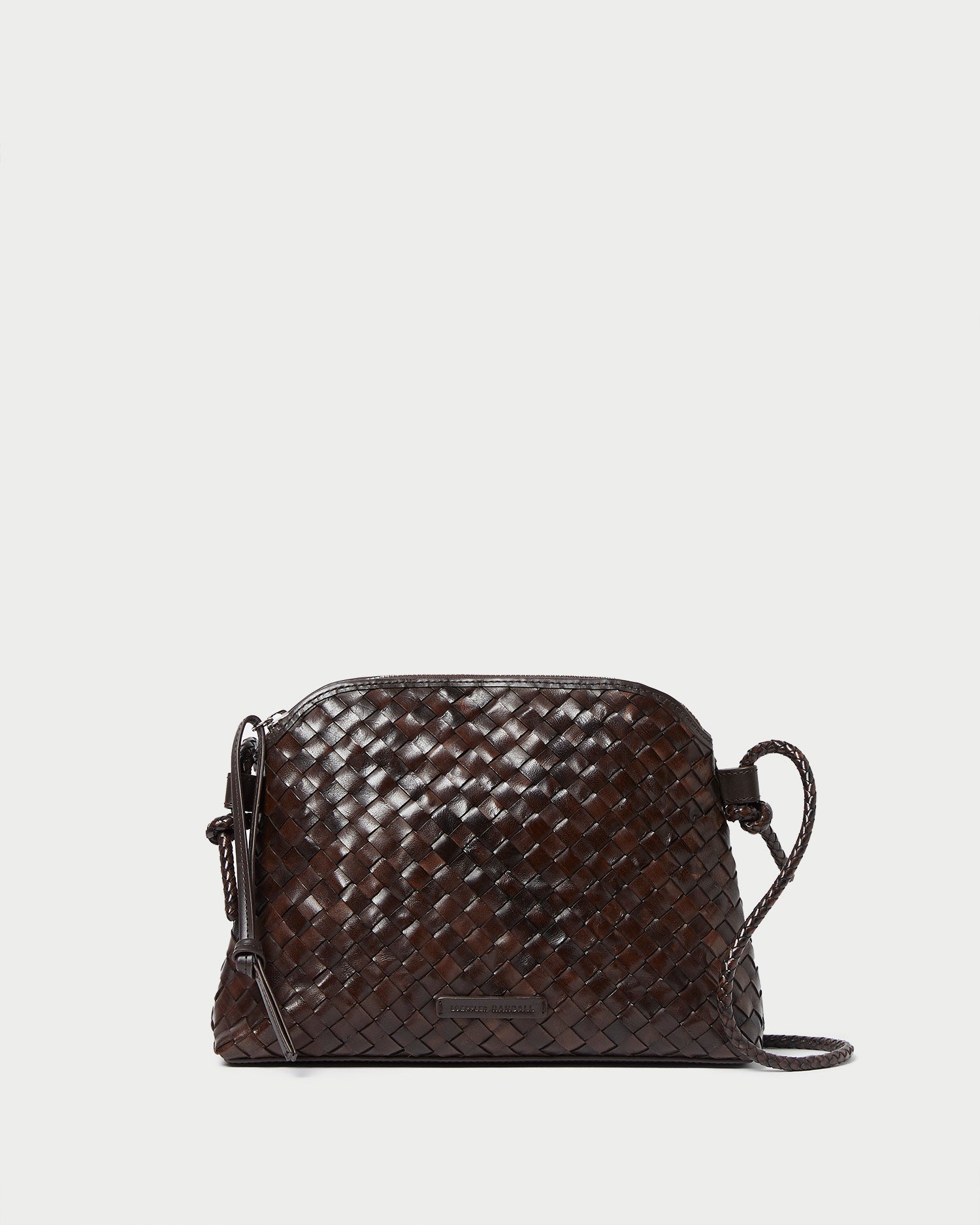 Mallory Chocolate Woven Leather Crossbody