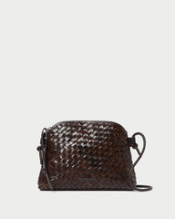 Mallory Chocolate Woven Leather Crossbody