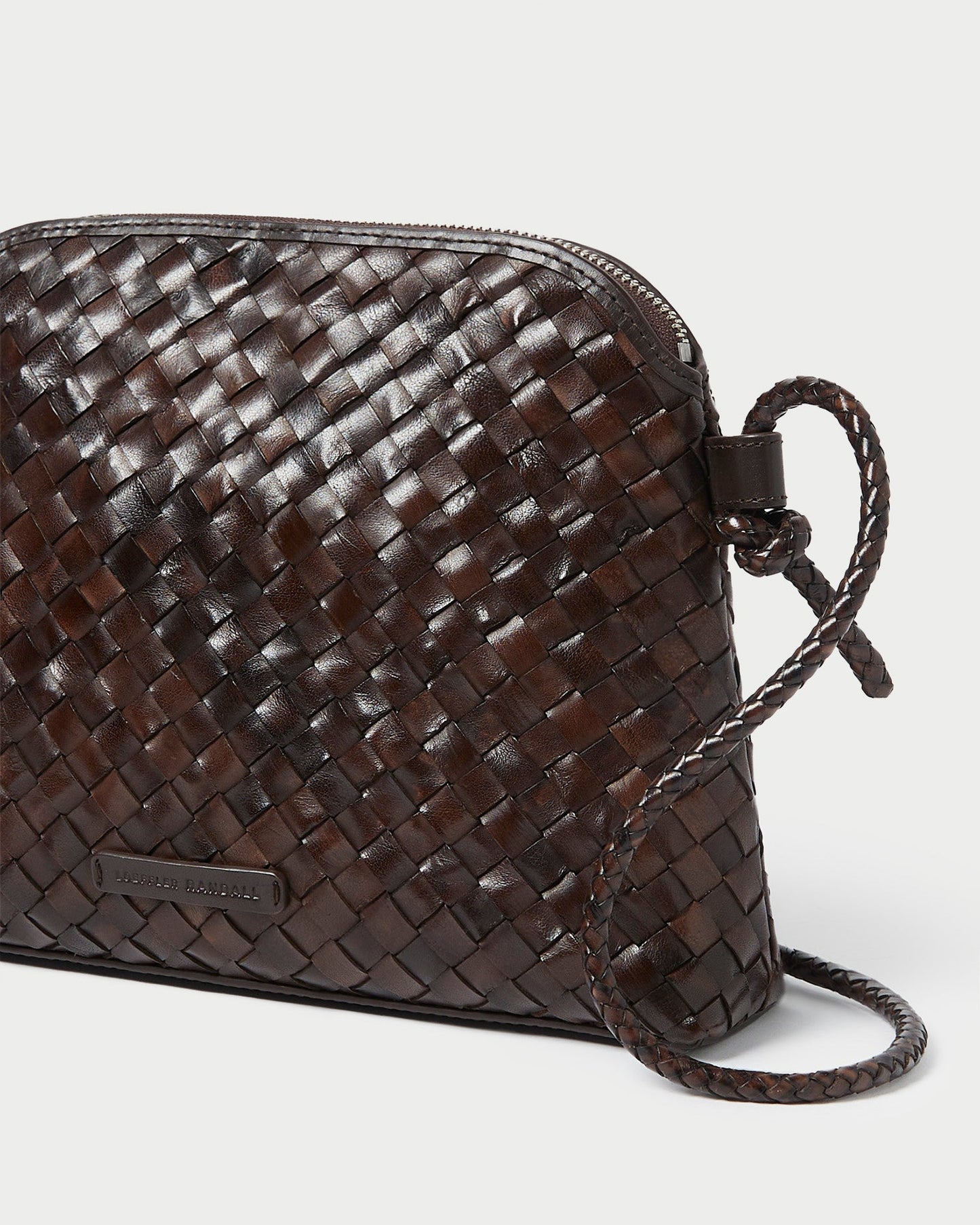 Mallory Chocolate Woven Leather Crossbody