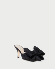 Margot Black Moiré Bow Mule