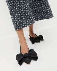 Noa Black Moiré Bow Flat
