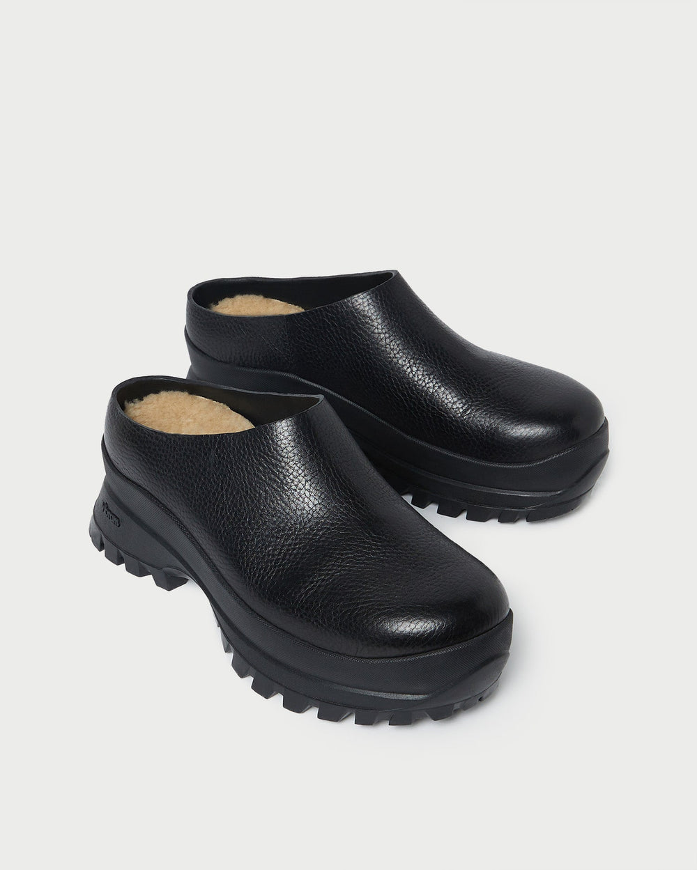 Gemma Black Leather Lug Mule