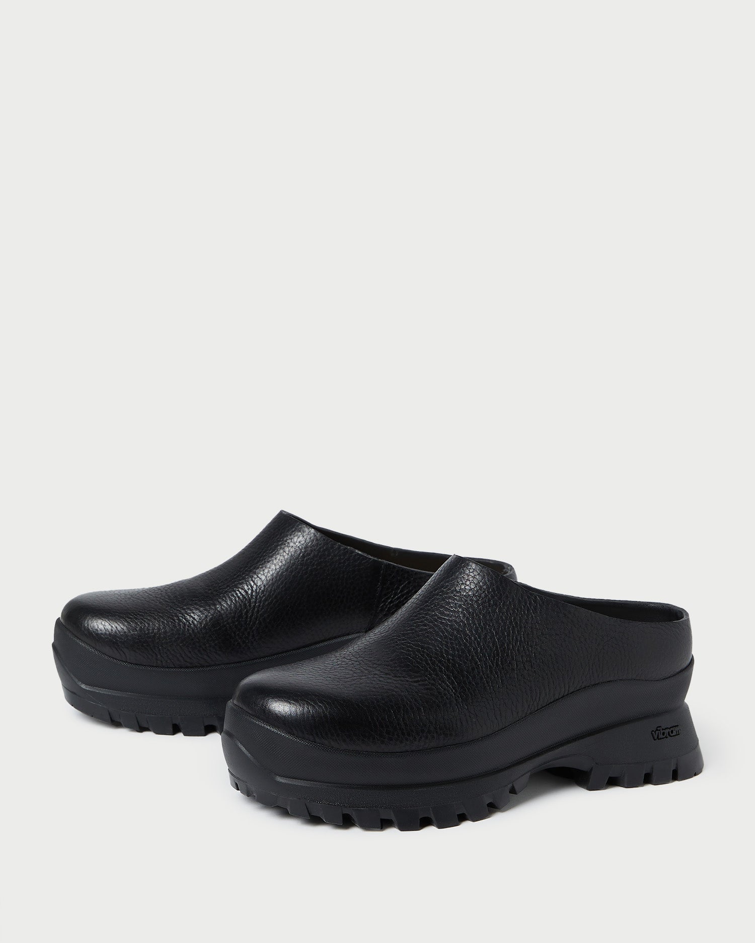 Gemma Black Leather Lug Mule