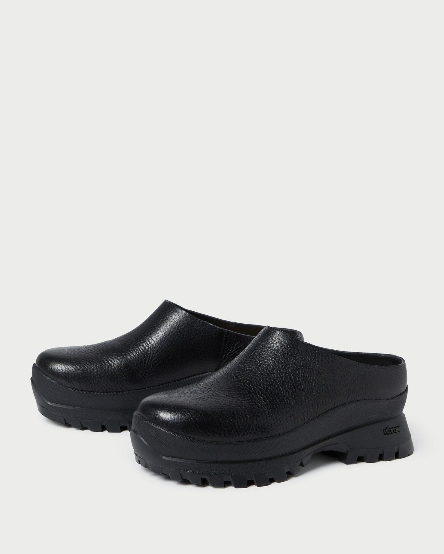 Gemma Black Leather Lug Mule