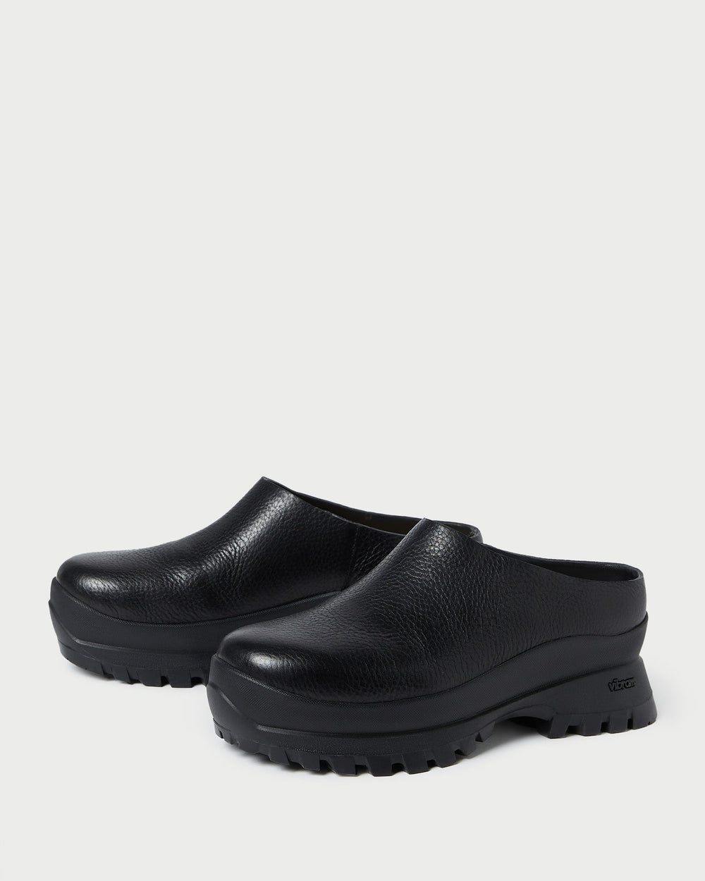 Gemma Black Leather Lug Mule