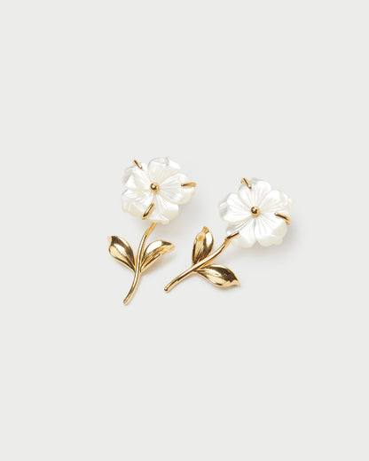 Mai Gold/Pearl Flower Earrings