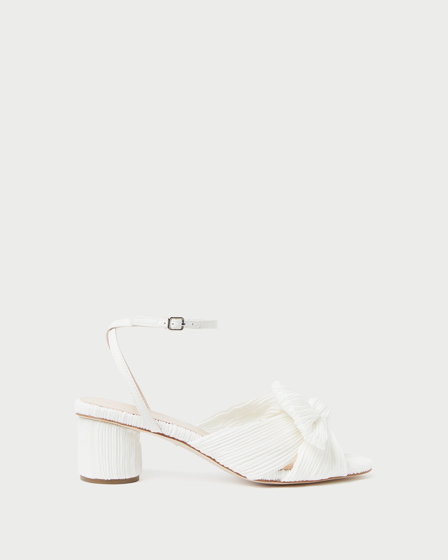 Dahlia White Pleated Bow Heel