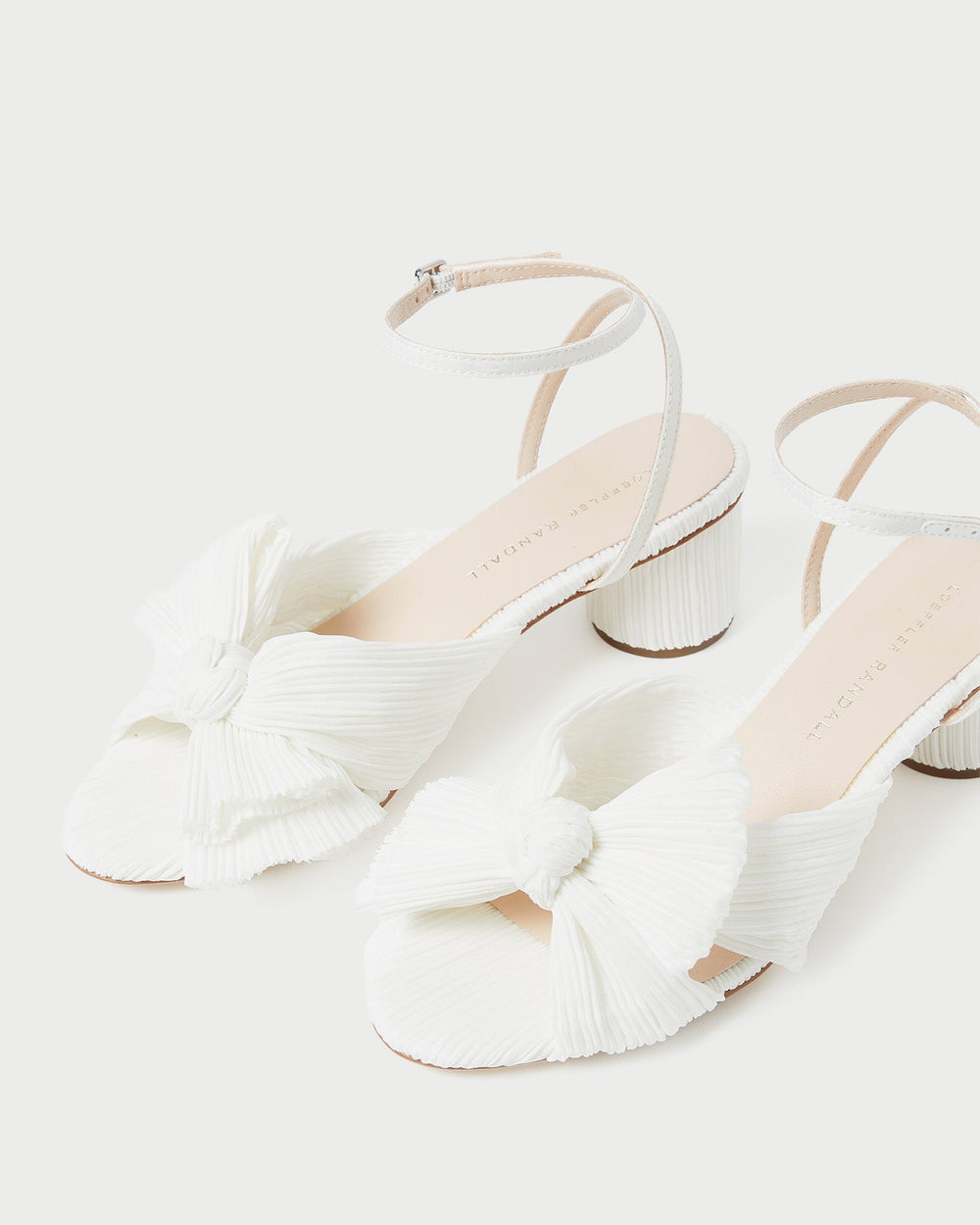 Dahlia White Pleated Bow Heel