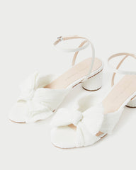 Dahlia White Pleated Bow Heel