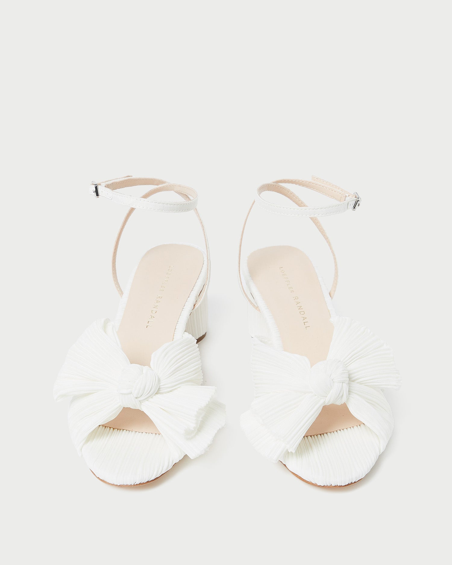 Dahlia White Pleated Bow Heel