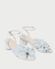 Dahlia Blue Floral Bow Heel