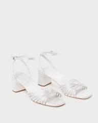 Olivia Cream Knot Mid-Heel Sandal