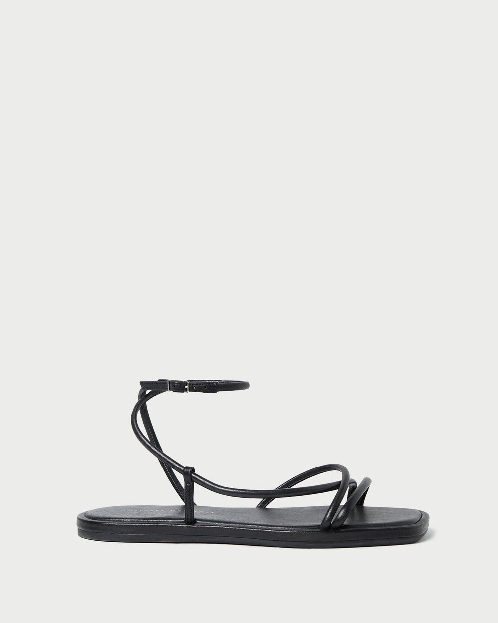 Noor Black Leather Flat Sandal