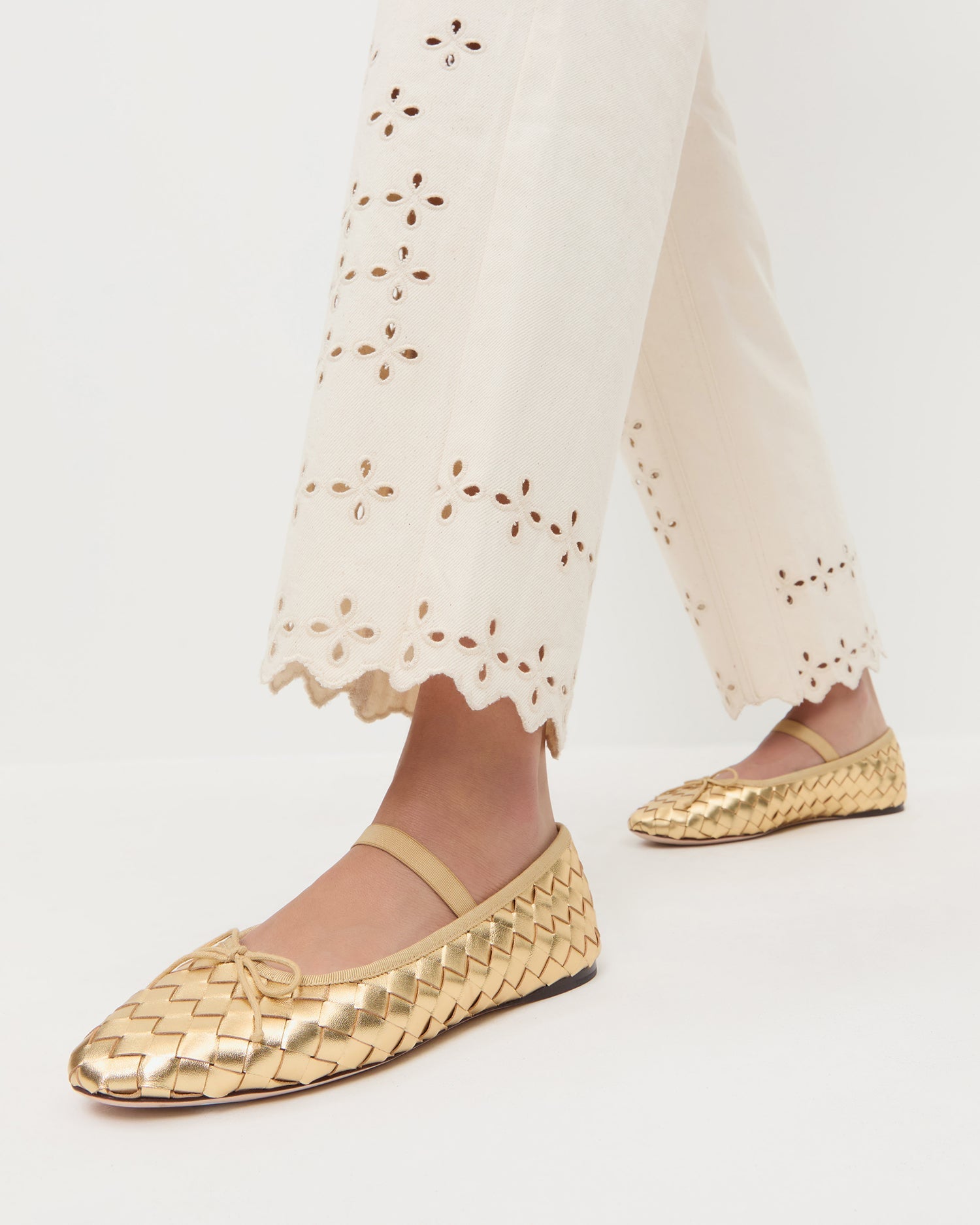 Leonie Gold Woven Ballet Flat