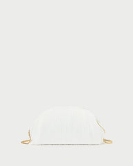 Bailey White Pleated Dome Clutch