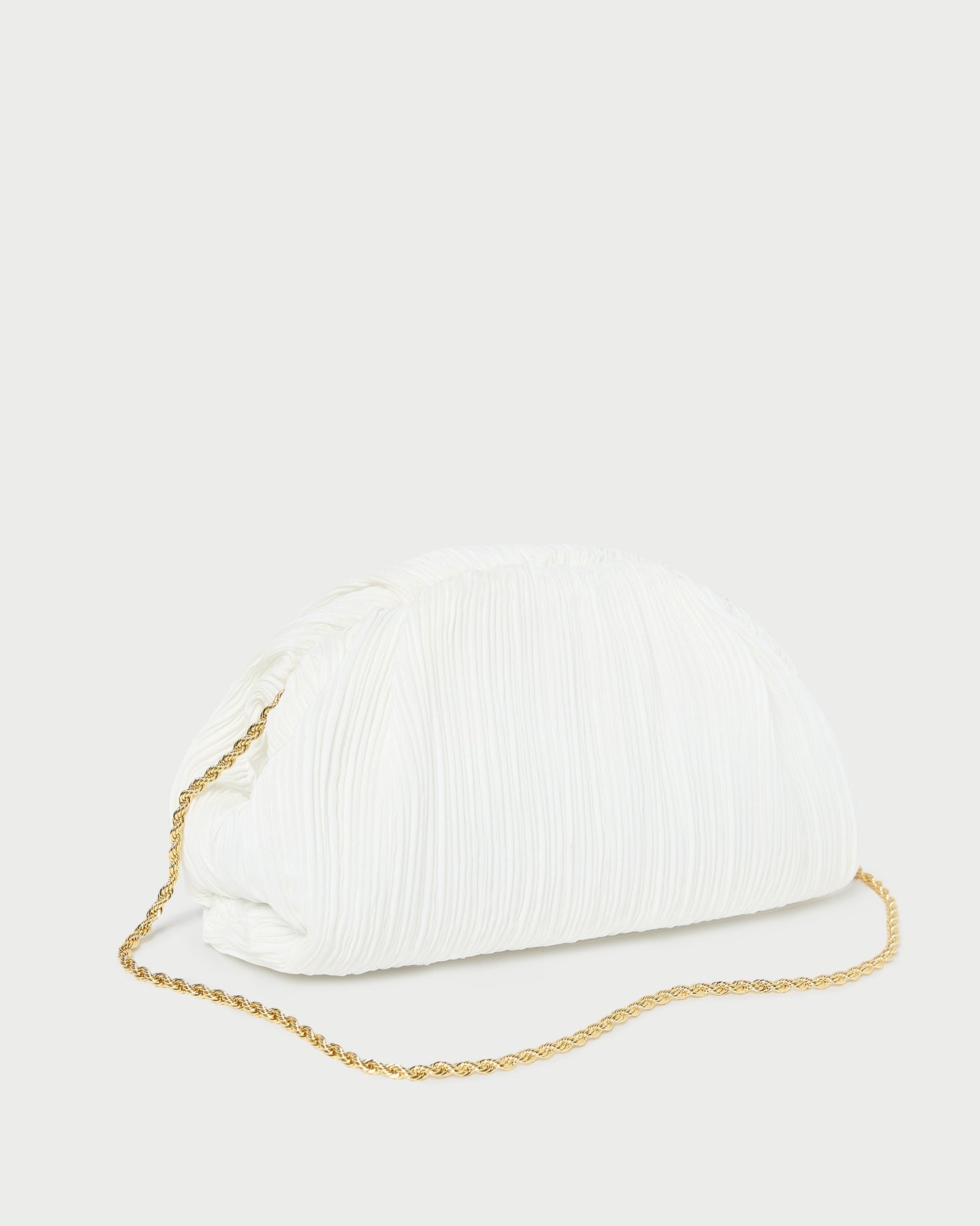 Bailey White Pleated Dome Clutch