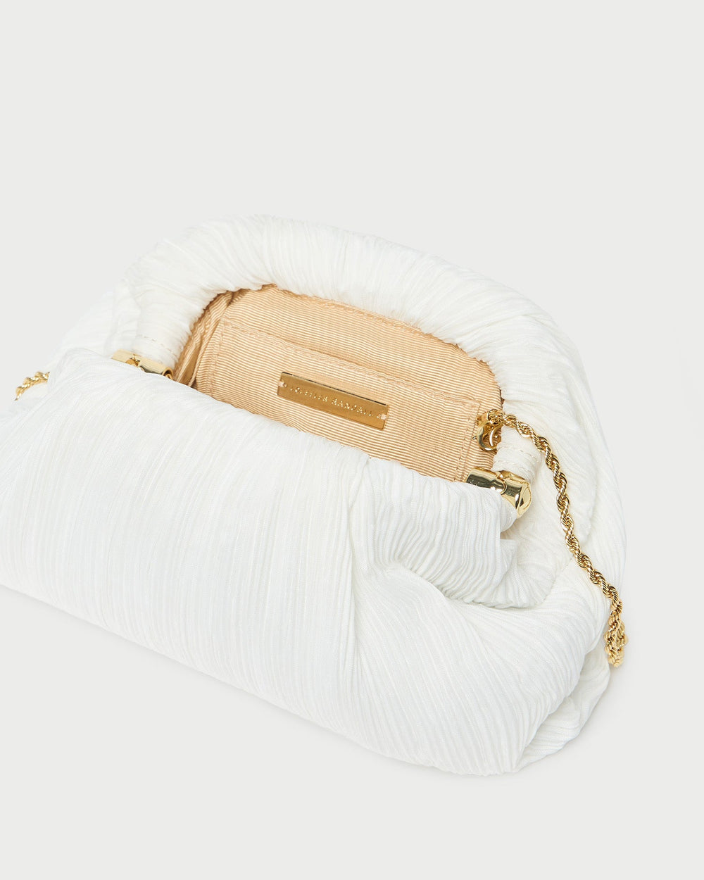 Bailey White Pleated Dome Clutch