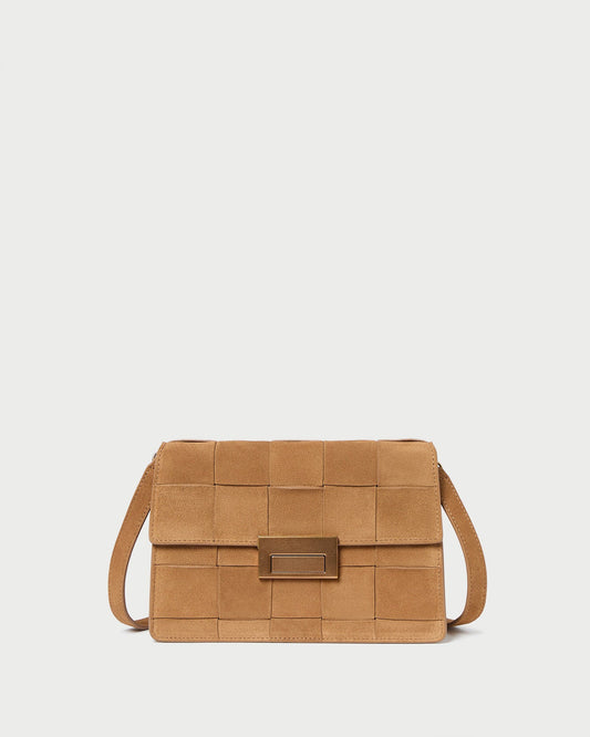 Delphine Toffee Suede Shoulder Bag