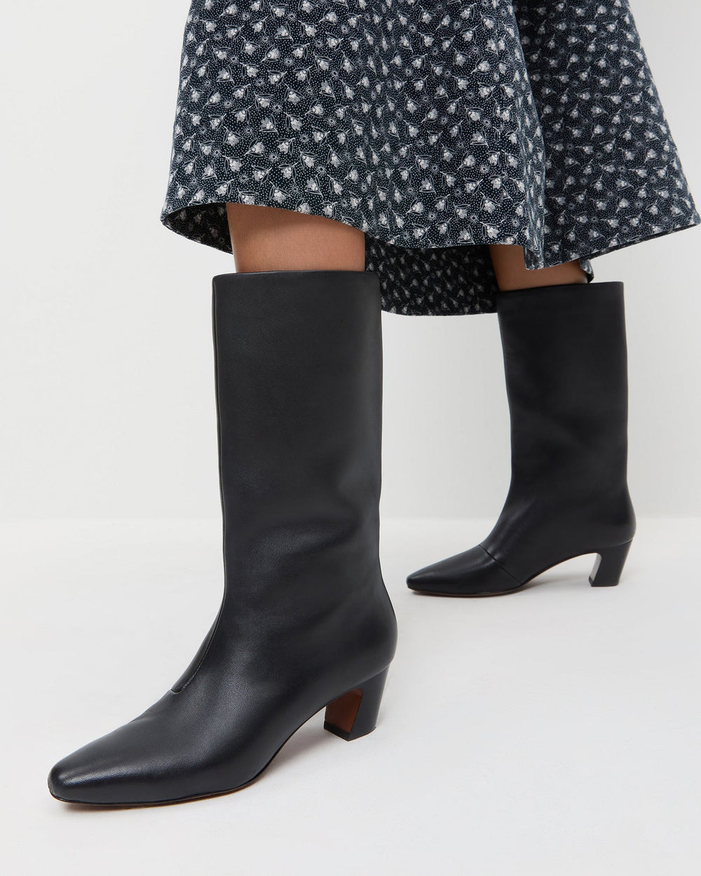 Cleo Black Leather Mid-Calf Boot
