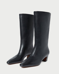 Cleo Black Leather Mid-Calf Boot