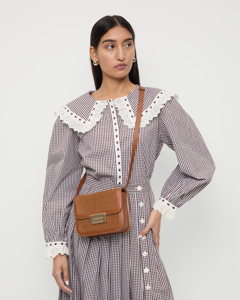 Desi Cacao Suede/Leather Crossbody