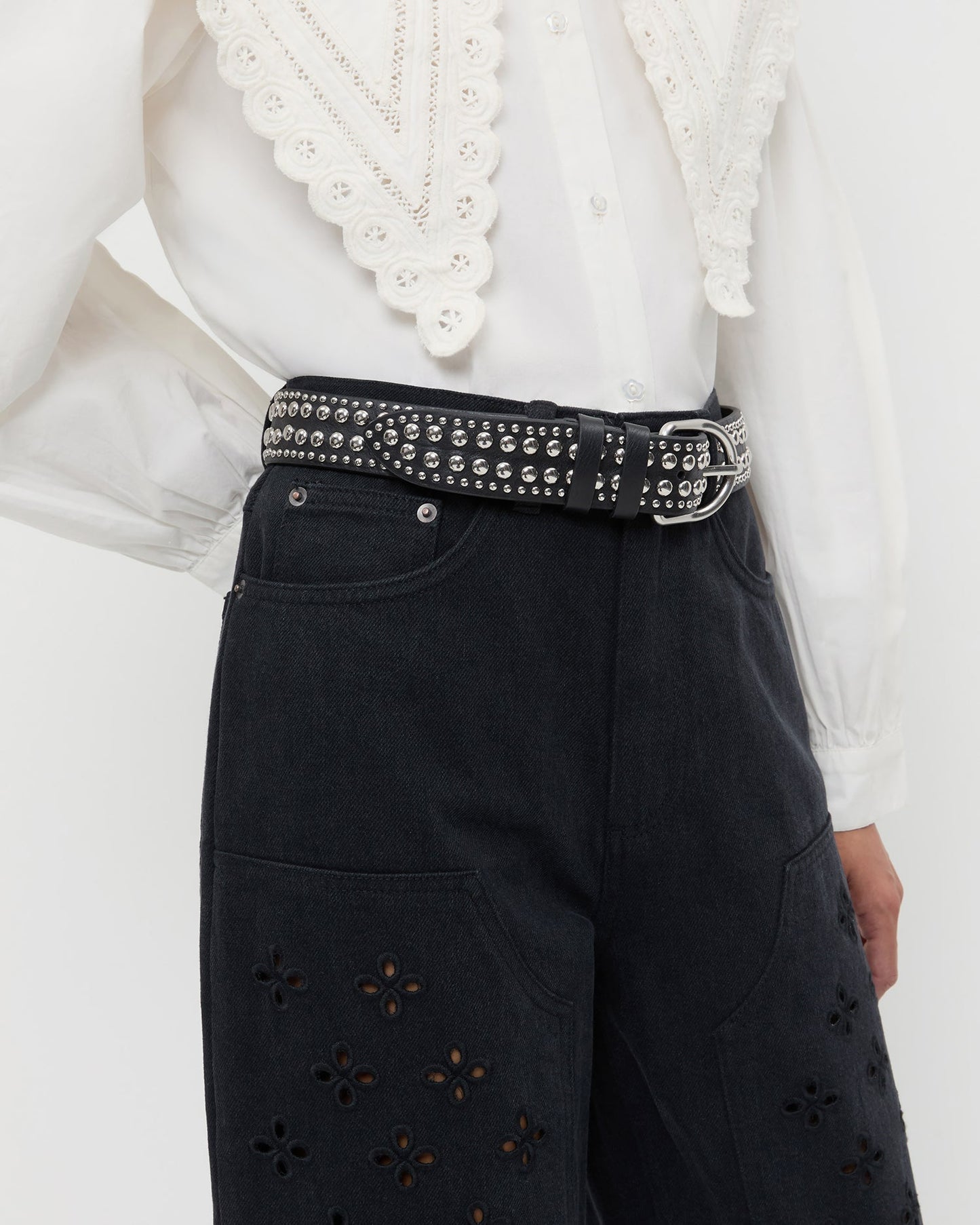 Isaac Black/Silver Studded Belt