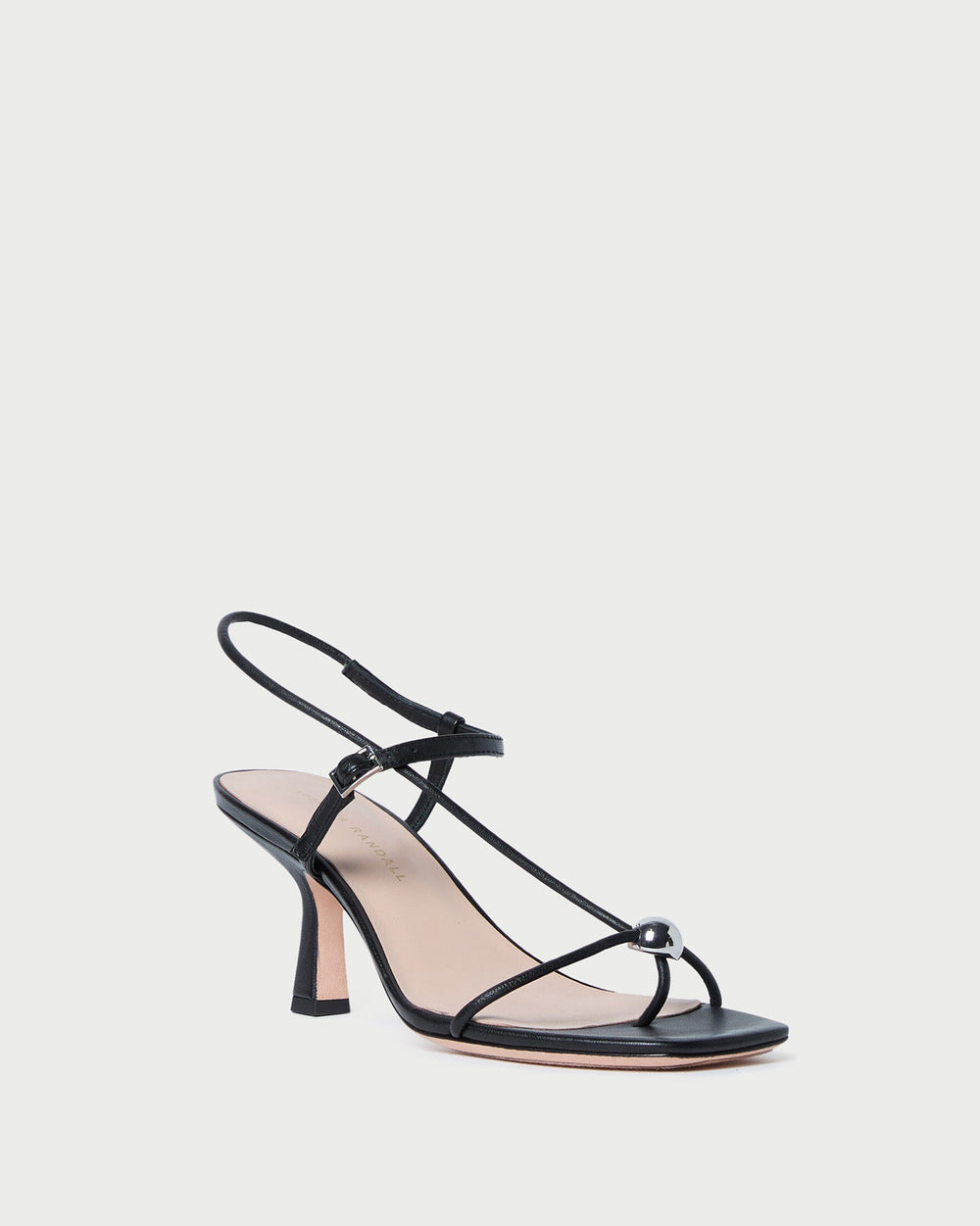 Triana Black Leather Mid-Heel Sandal
