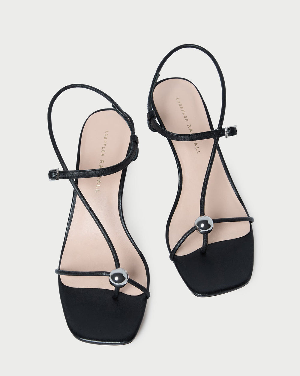 Triana Black Leather Mid-Heel Sandal