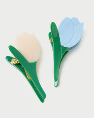 Juniper Blue/Cream Multi Tulip Clip Set