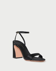 Malia Black Satin Curved-Heel Sandal