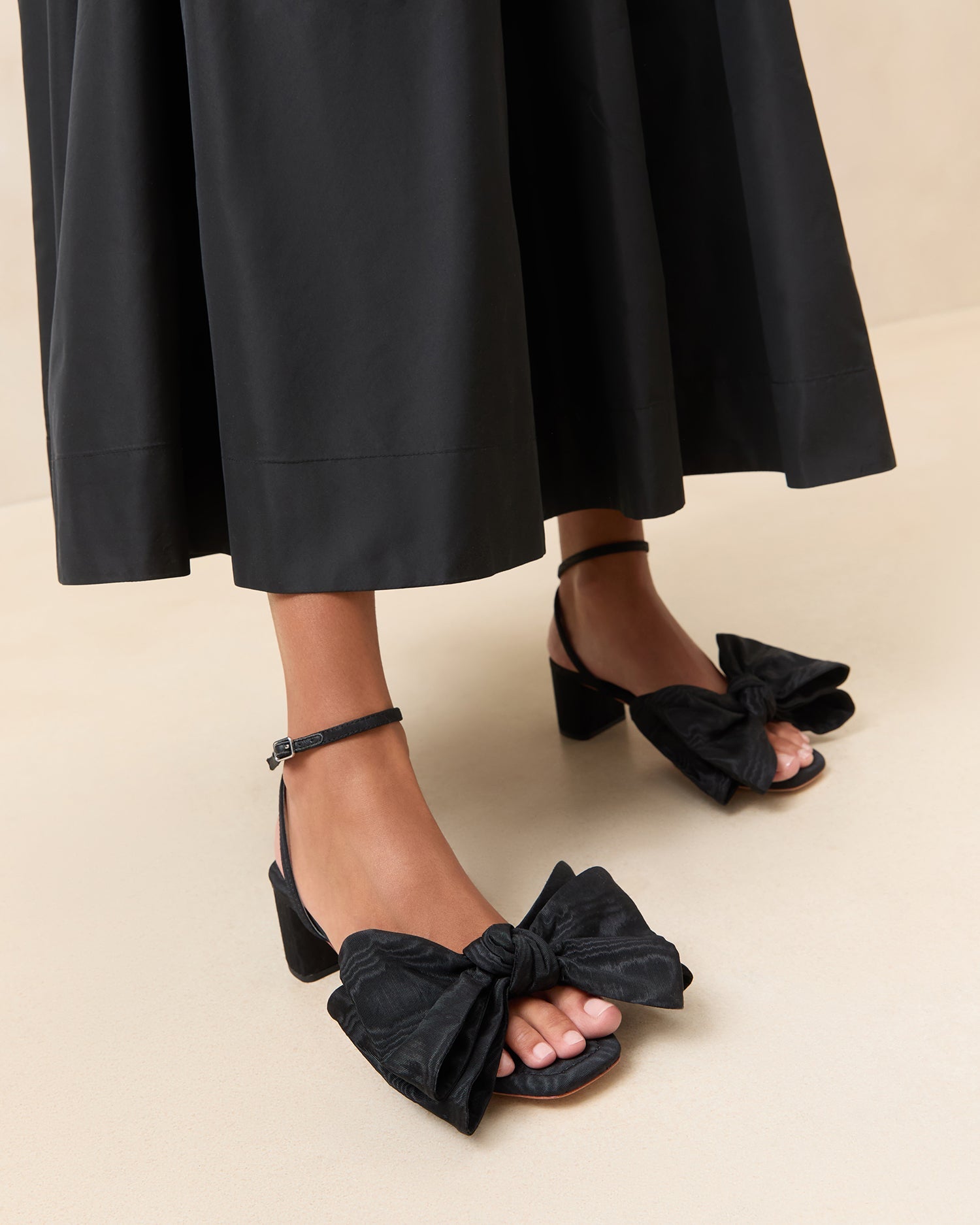 Carmen Black Moiré Bow Sandal