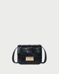 Desi Black Woven Leather Crossbody