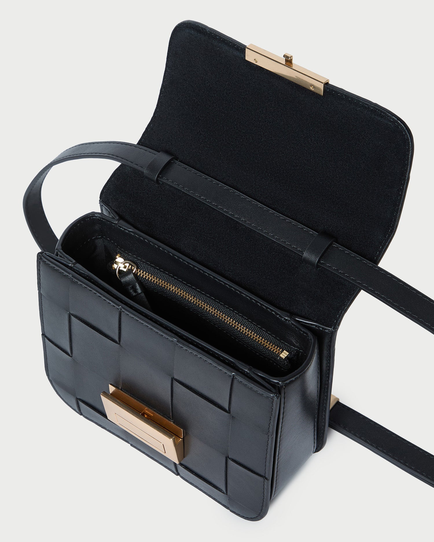 Desi Black Woven Leather Crossbody