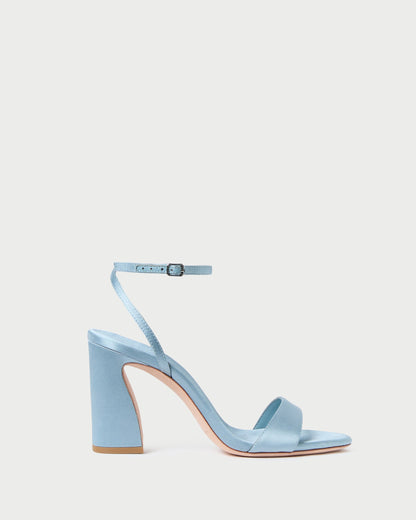 Malia Blue Satin Curved-Heel Sandal