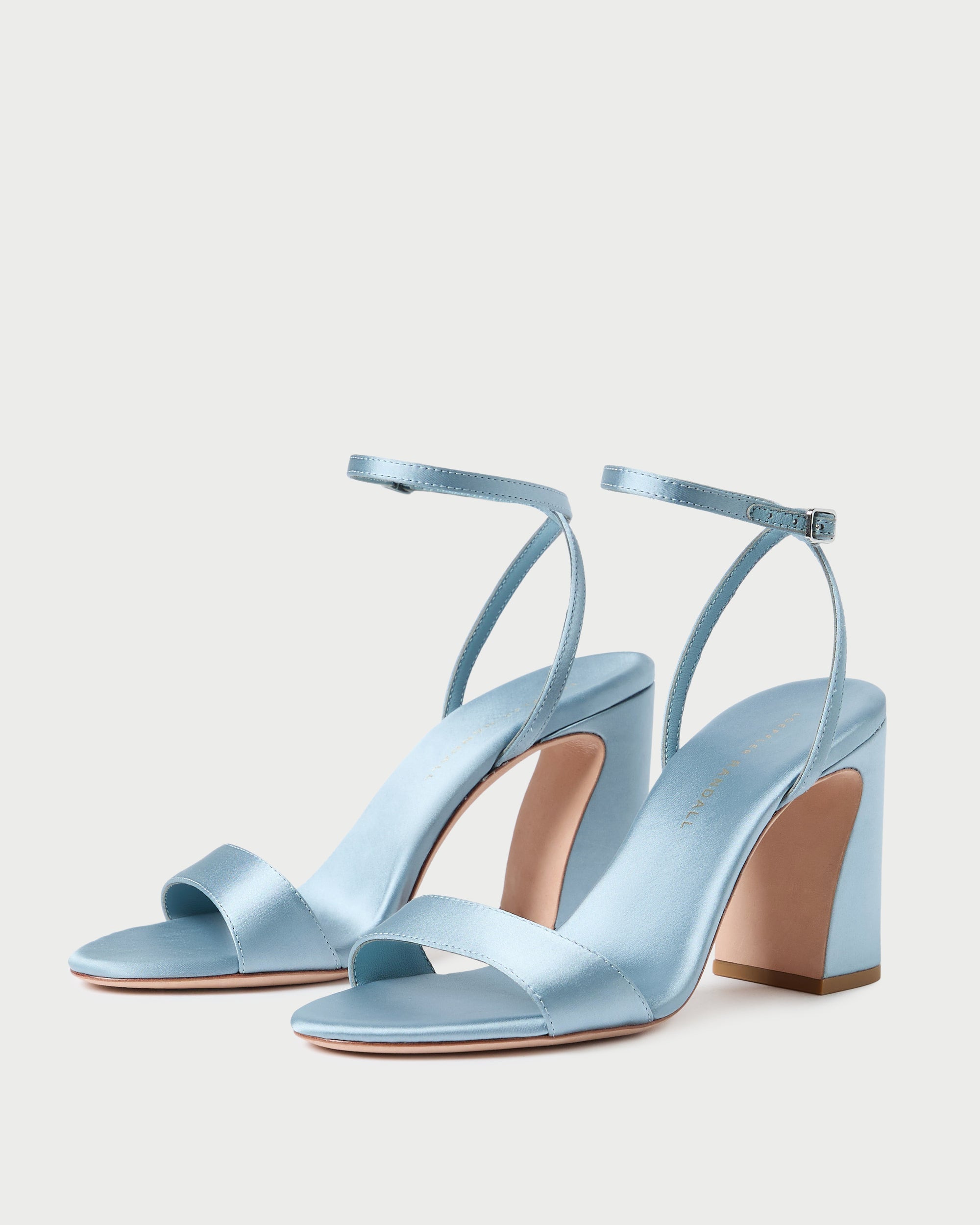 Malia Blue Satin Curved-Heel Sandal