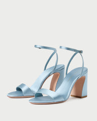 Malia Blue Satin Curved-Heel Sandal