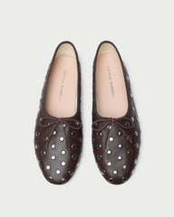 Landon Espresso/Silver Leather Ballet Flat