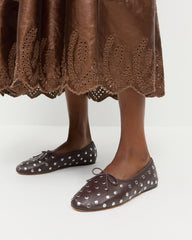Landon Espresso/Silver Leather Ballet Flat