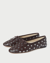 Landon Espresso/Silver Leather Ballet Flat