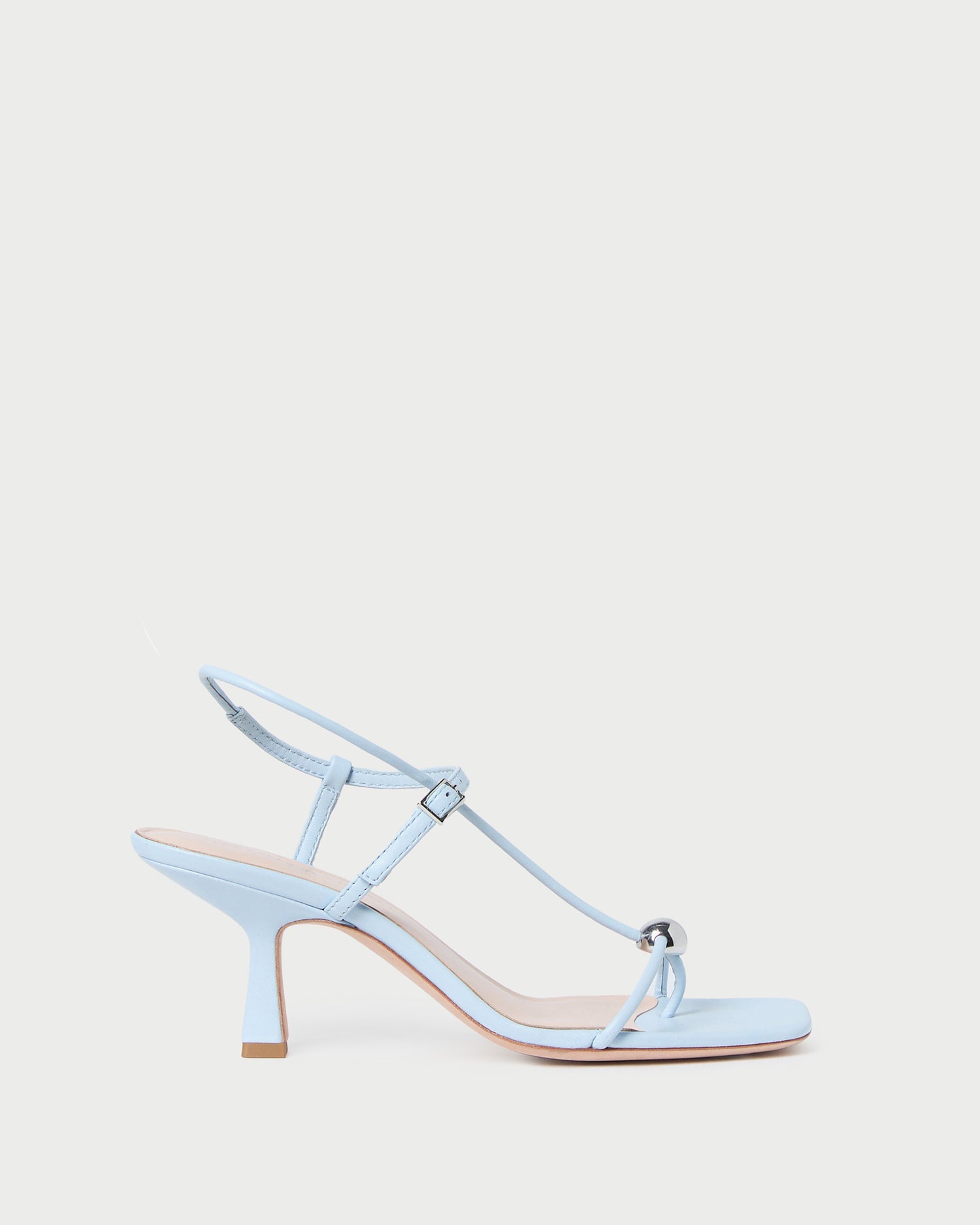 Triana Blue Leather Mid-Heel Sandal