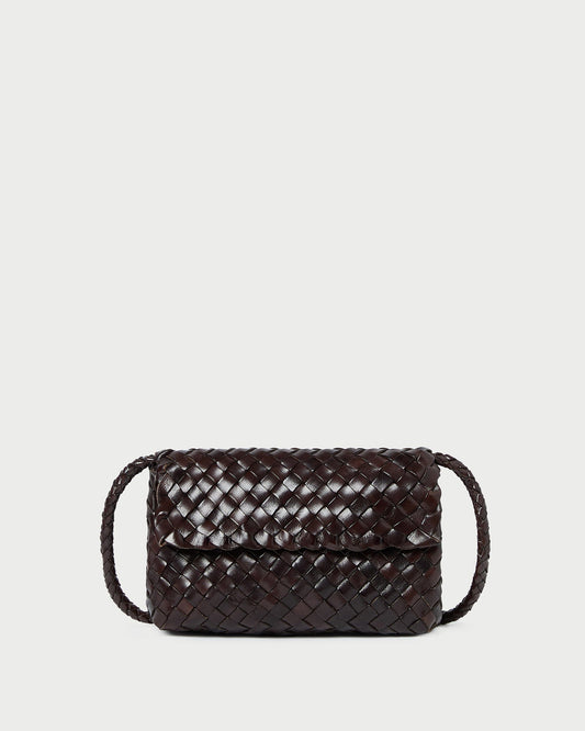 Vinnie Chocolate Woven Leather Crossbody