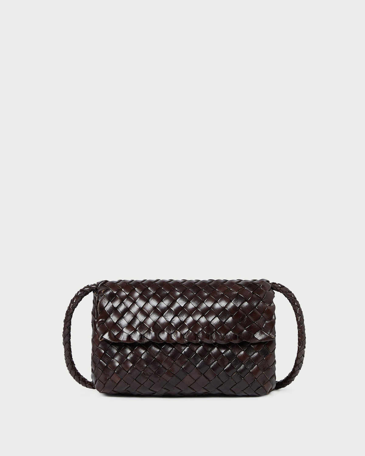 Vinnie Chocolate Woven Leather Crossbody